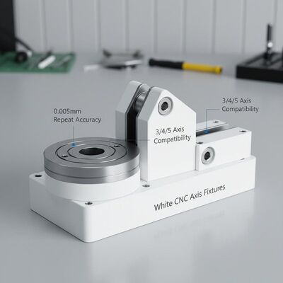 白いCNC軸固定装置 0.005mm 繰り返し精度と精密加工のための3/4/5軸互換性